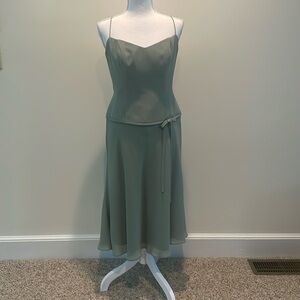David’s Bridal Sage Green Midi Dress/Prom